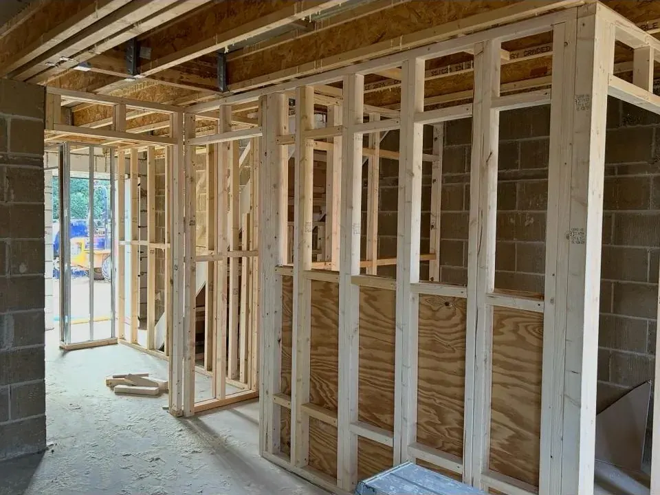 Timber stud framing for a residential room layout